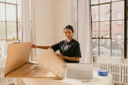 Proses packing pesanan untuk jasa logistik retail dan e-commerce